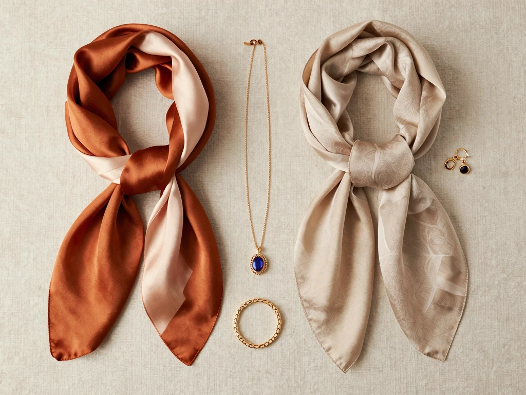 Seasonal collection of scarves and jewelry